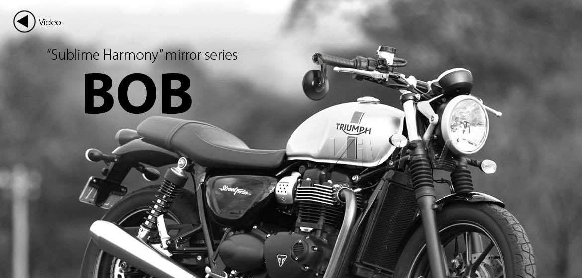 KiWAV motorcycle bar end mirrors Bob black for Triumph water-cooled motorcycles