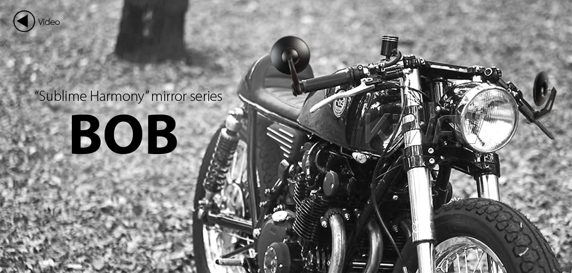 KiWAV round bar end mirrors Bob black compatible for Harley Sportster Dyna Softail XG street