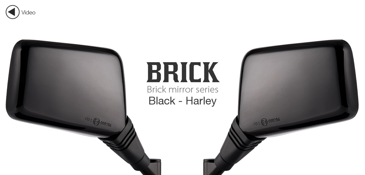 Magazi Brick chrome mirrors a pair for Harley Davidson