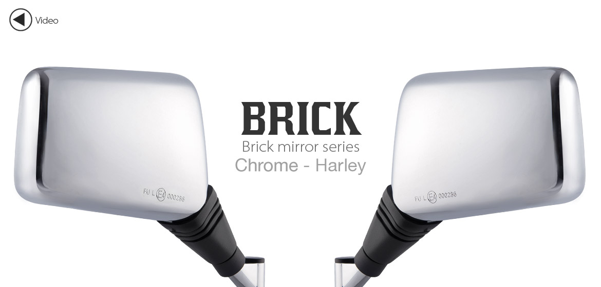 Magazi Brick chrome mirrors a pair for Harley Davidson