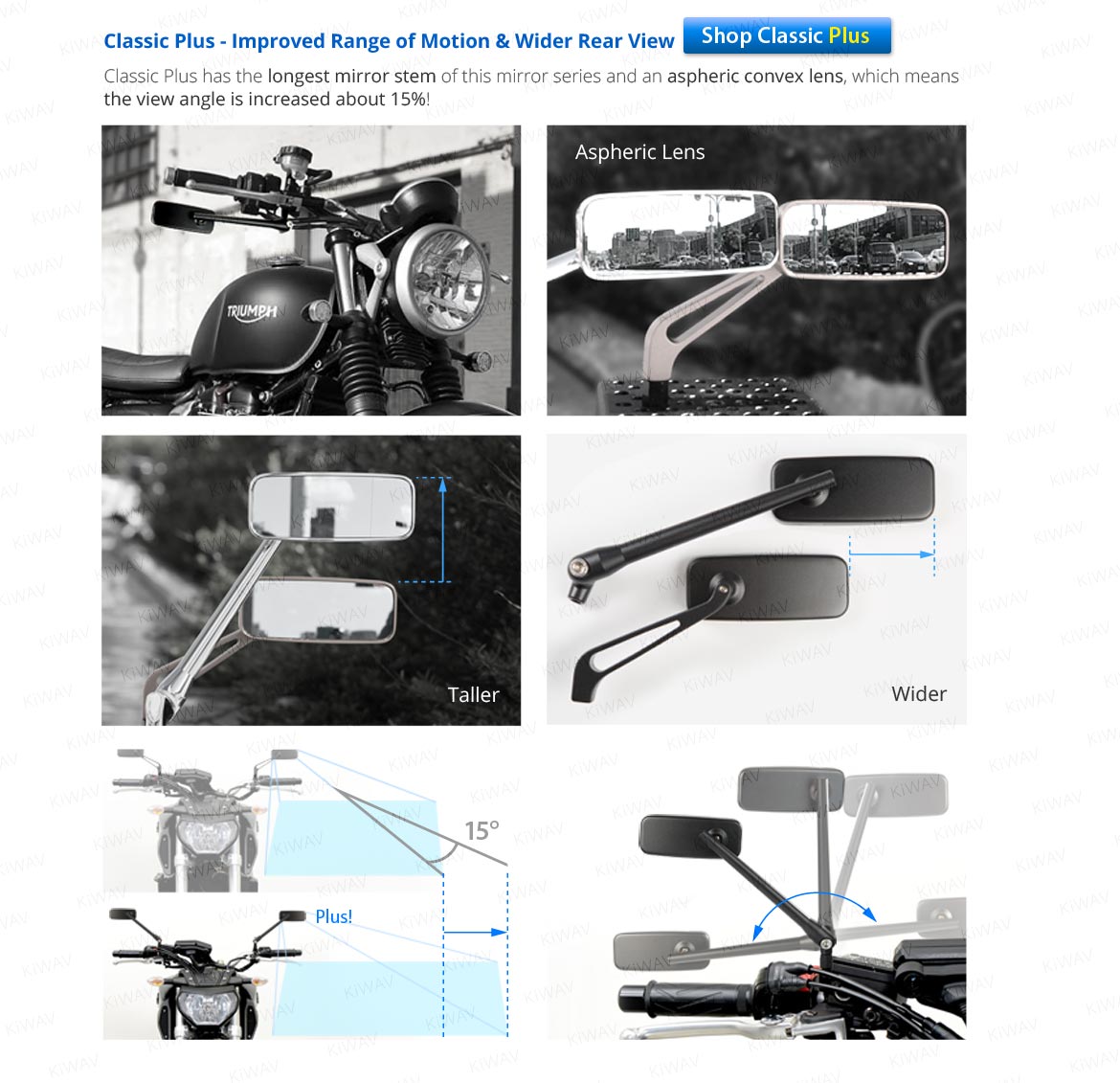 KiWAV Magazi Classic motorcycle mirror series universal