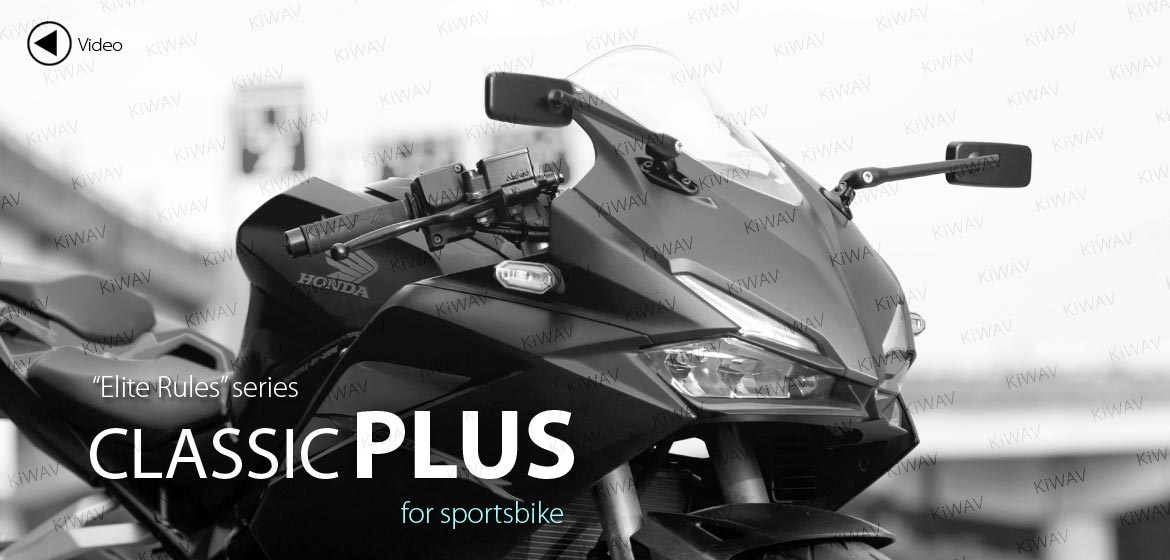 KiWAV motorcycle mirrors ClassicPlus black sportsbike mirrors with black base