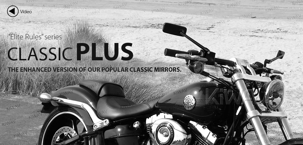 KiWAV motorcycle mirrors ClassicPlus black 10mm universal fit