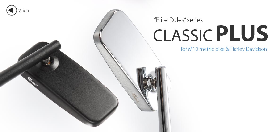 KiWAV motorcycle mirrors ClassicPlus black/chrome 10mm universal fit