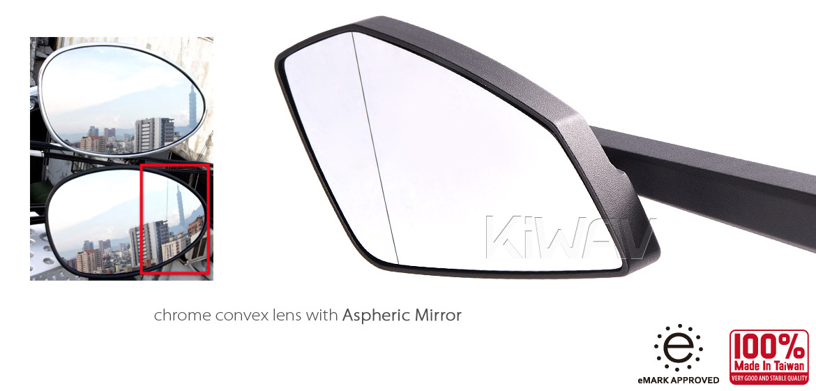 KiWAV Magazi Cleaver CNC aluminum motorcycle mirrors universal black