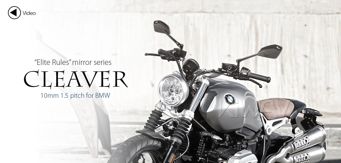 KiWAV motorcycle mirrors CleaverII black 10mm for BMW, Magazi