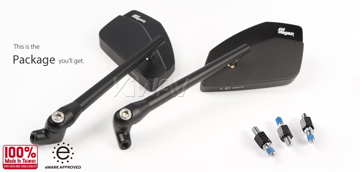 KiWAV motorcycle mirrors CleaverII black 8mm for scooter, Magazi