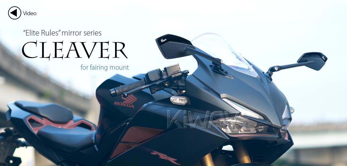KiWAV motorcycle mirrors CleaverII black fairing mount w/ new ver. black adapter, Magazi