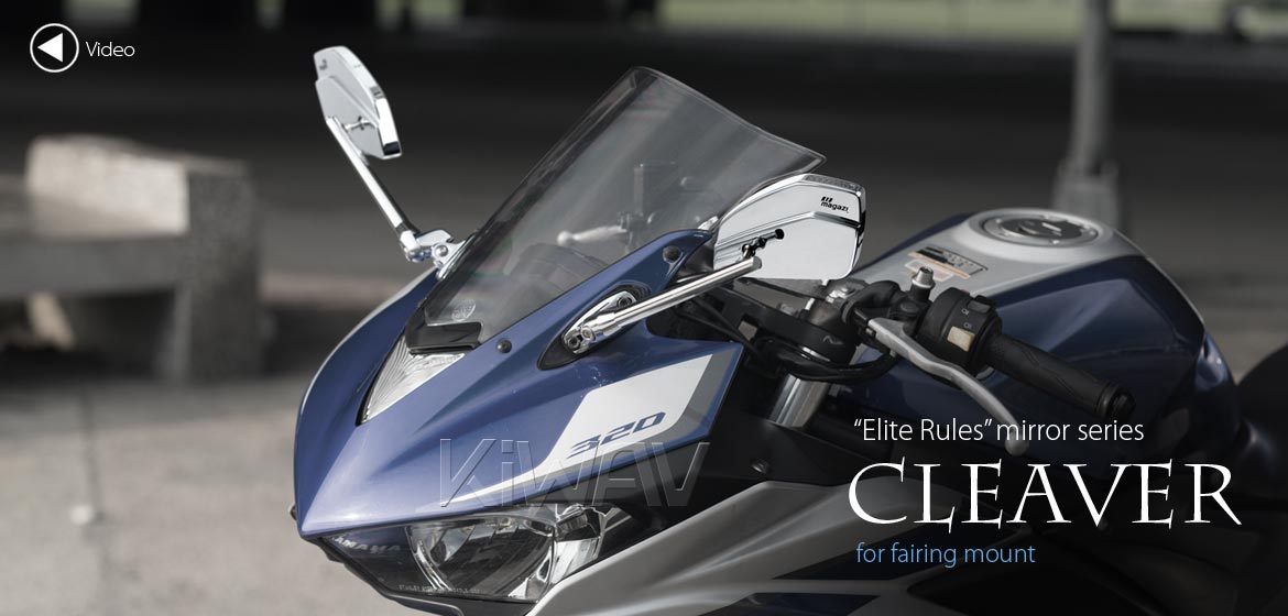 KiWAV motorcycle mirrors CleaverII chrome fairing mount w/ new ver. chrome adapter, Magazi