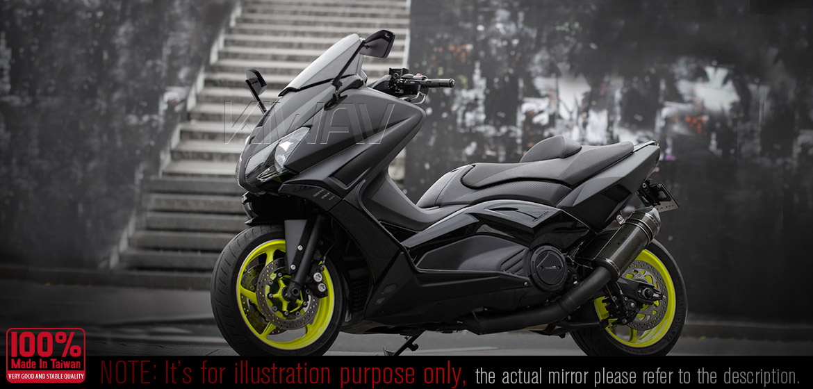 KiWAV motorcycle long stem mirrors Cleaver black for YAMAHA T-MAX 530
