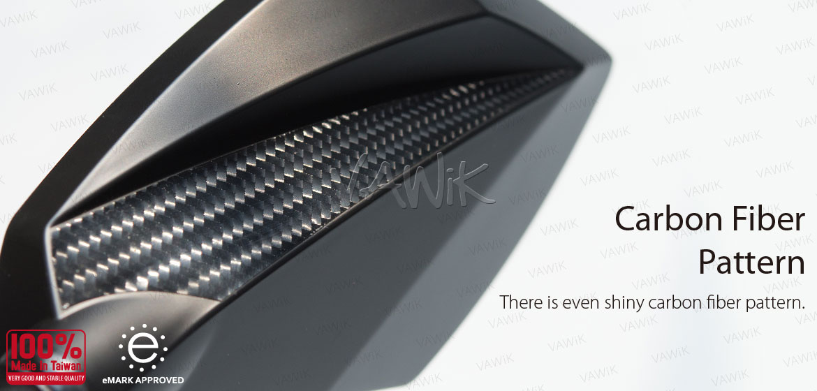 VAWiK motorcycle mirrors Deus carbon for BMW 10mm 1.5 pitch