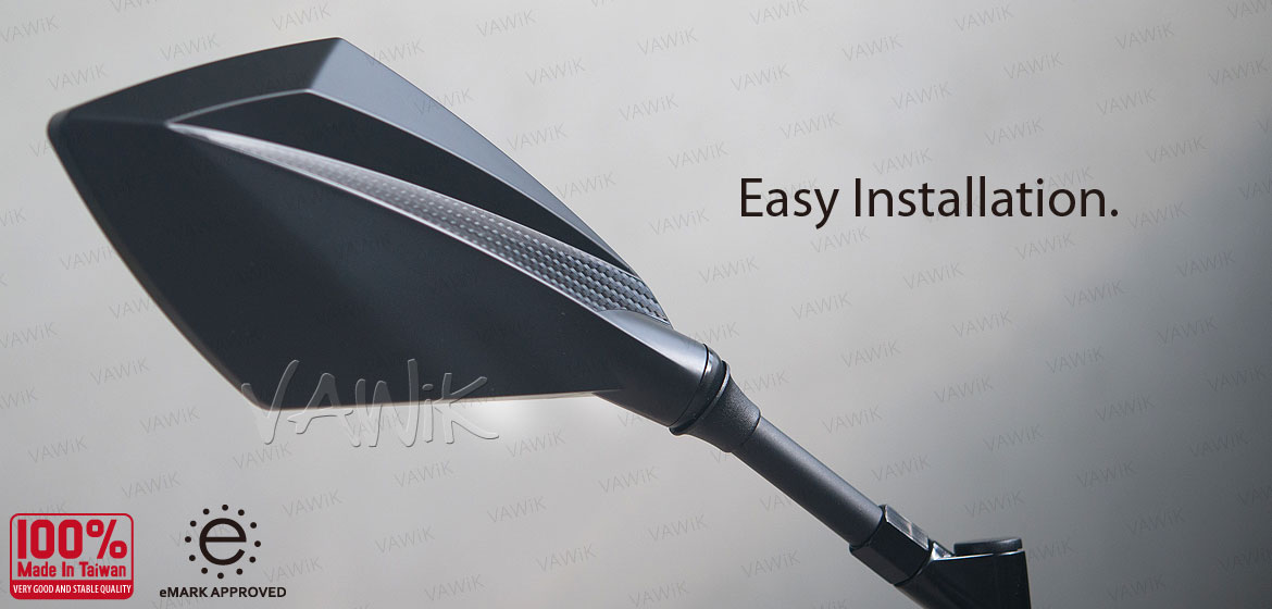 VAWiK motorcycle mirrors Deus carbon for BMW 10mm 1.5 pitch