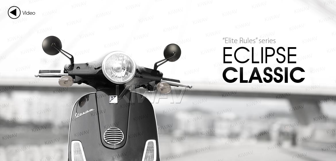 KiWAV motorcycle mirrors Eclipse black aluminum short stem 8mm for scooter Magazi