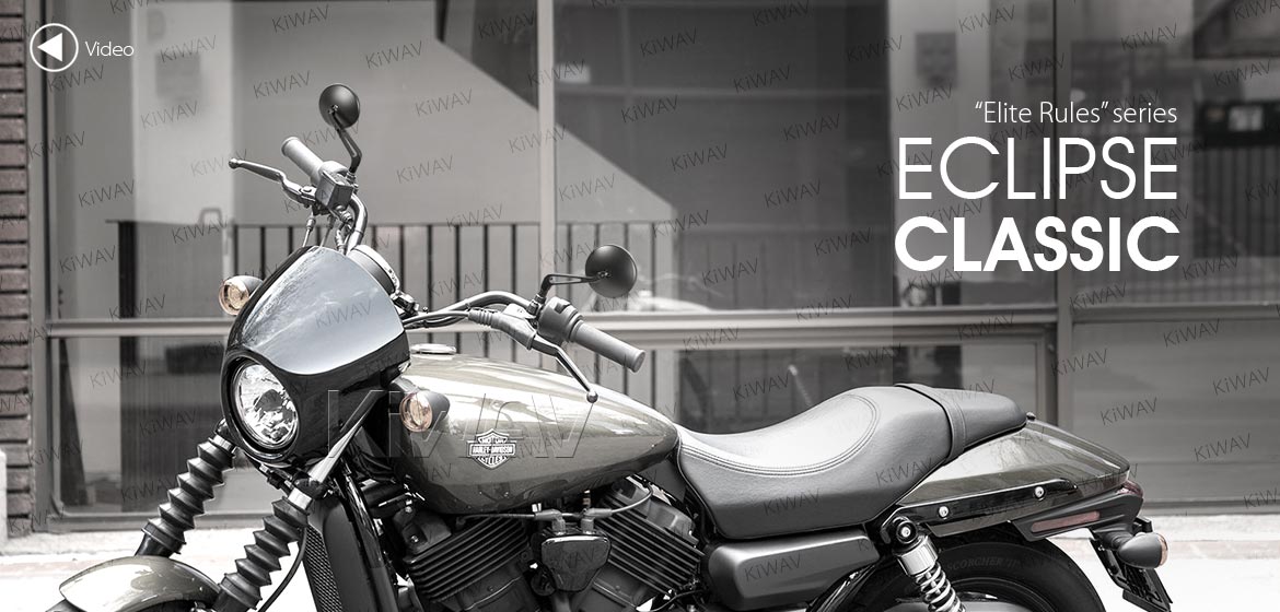 KiWAV motorcycle mirrors Eclipse black aluminum short stem for Harley Street 500/750 Magazi