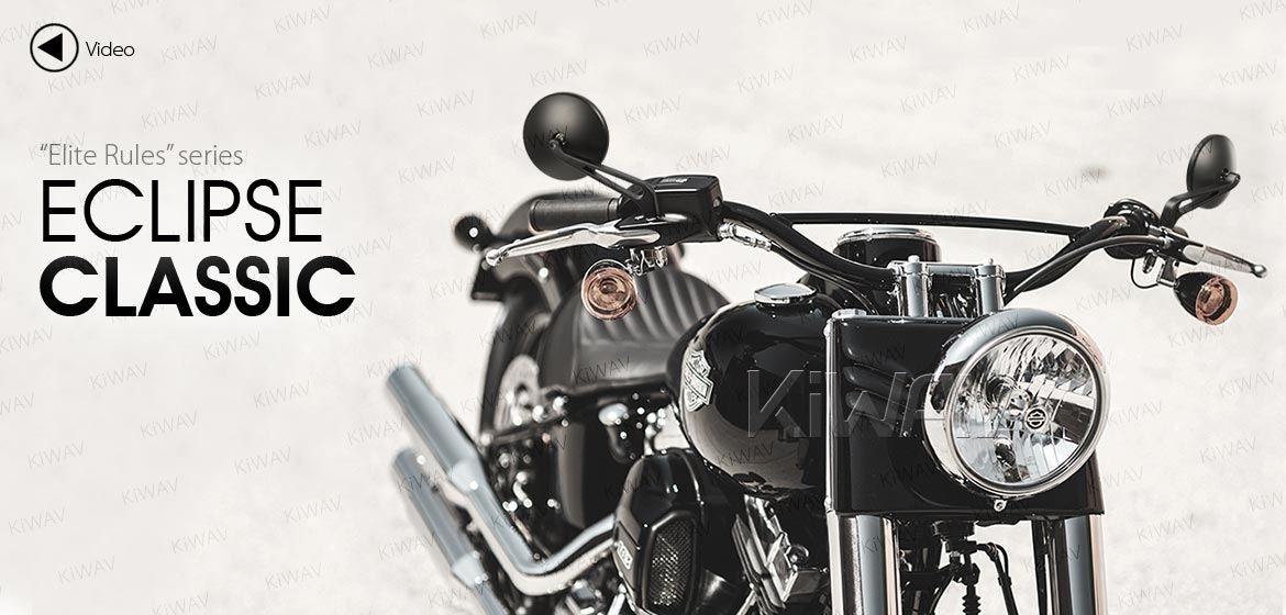 KiWAV motorcycle mirrors Eclipse black aluminum short stem for Harley and Metric 10mm bikes Magazi