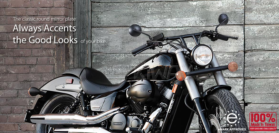 KiWAV motorcycle mirrors Eclipse black steel short stem for Harley Davidson bikes Magazi