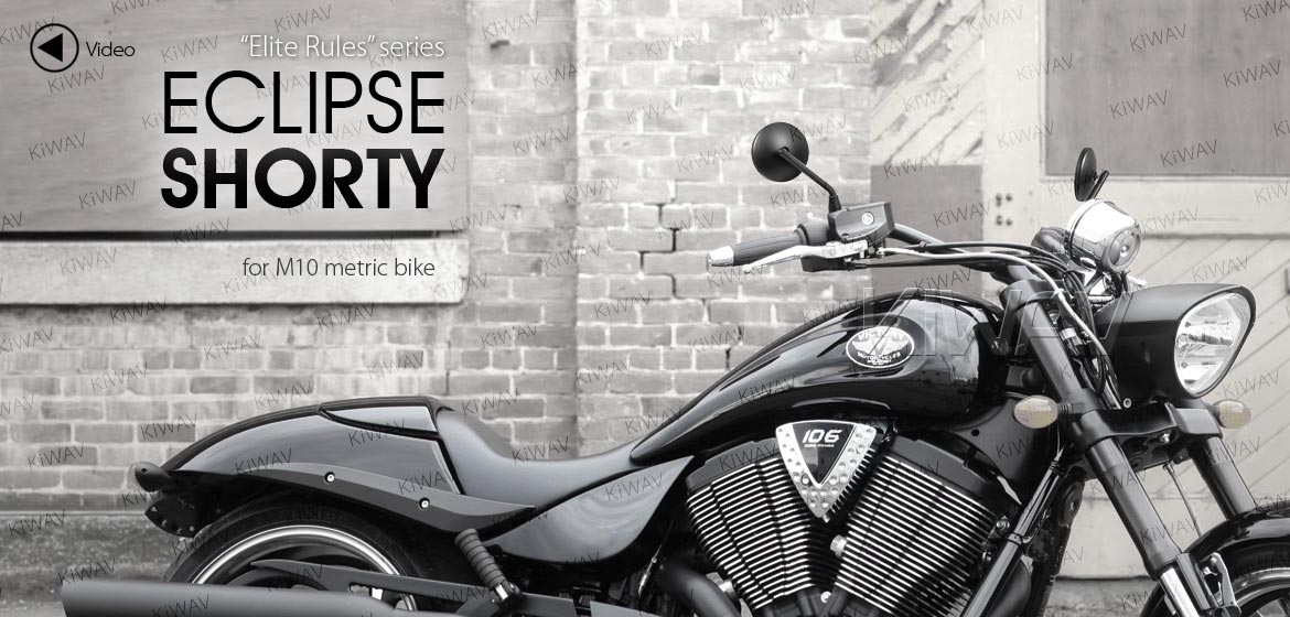 KiWAV motorcycle mirrors Eclipse black steel short stem for Metric 10mm bikes Magazi