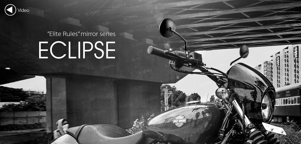 KiWAV Eclipse black motorcycle mirrors for Harley street 750 500