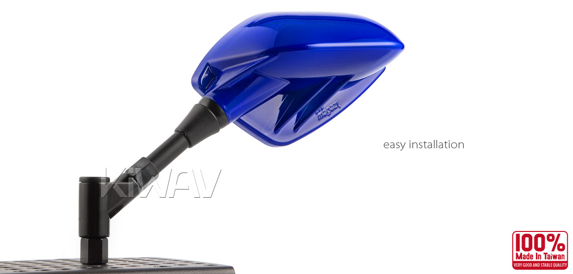 KiWAV Fin blue fairing mount rearview mirrors for Ducati Panigale