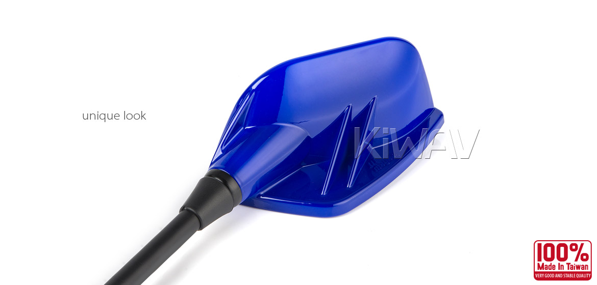 KiWAV Fin blue fairing mount rearview mirrors for sportsbike motorcycle Magazi