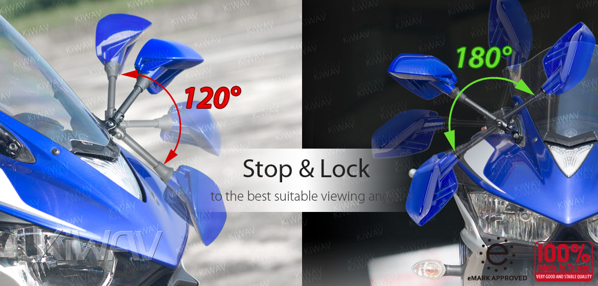 KiWAV Fin blue fairing mount rearview mirrors for sportsbike motorcycle Magazi