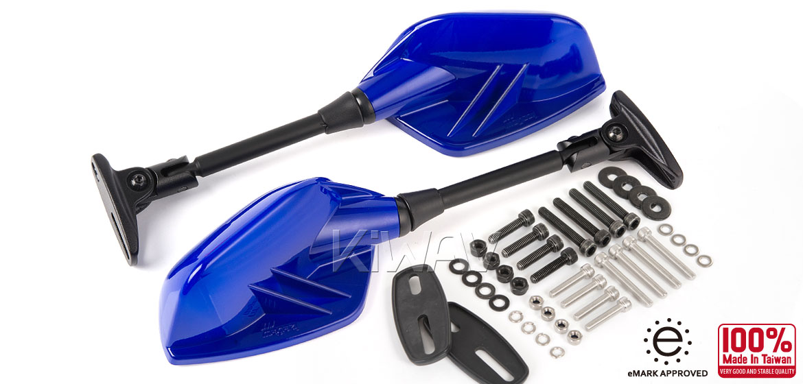 KiWAV Fin blue fairing mount rearview mirrors for Ducati Panigale