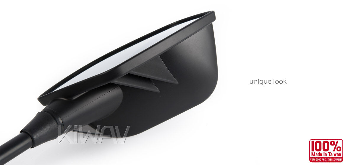 KiWAV Fin black fairing mount rearview mirrors for sportsbike motorcycle Magazi
