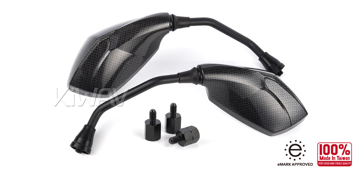 KiWAV 2nd generation Fist carbon motorcycle mirrors scooter fit Magazi