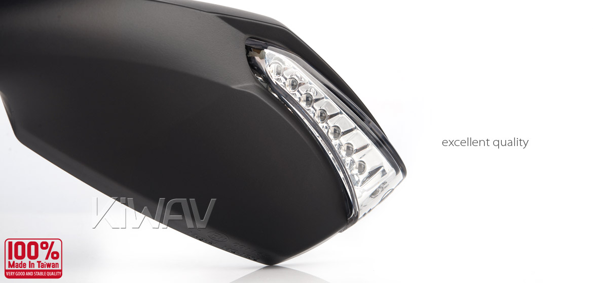 KiWAV motorcycle mirrors FistLED black 10mm scooter Magazi