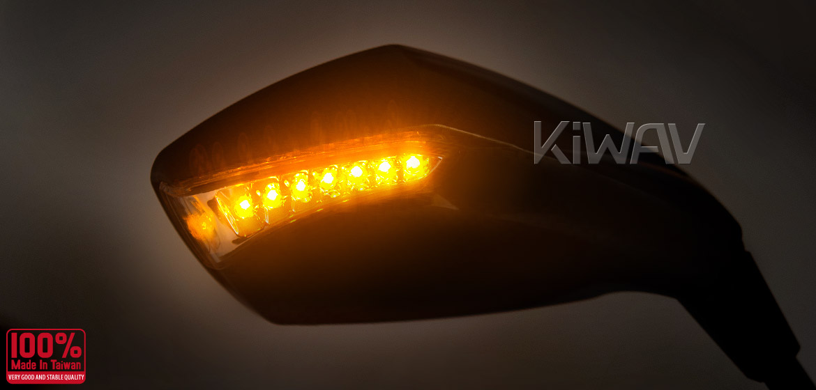 KiWAV Oi & Fist LED black mirror for scooter