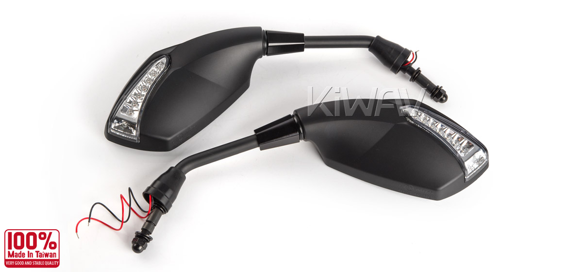 KiWAV motorcycle mirrors FistLED black Harley Magazi