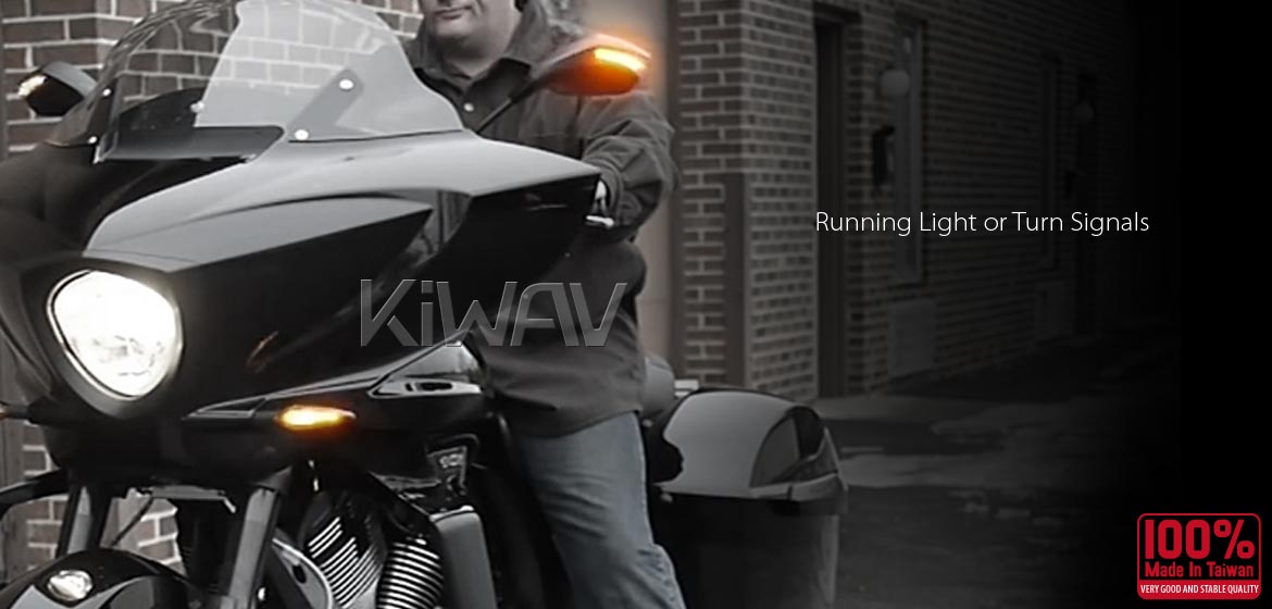 KiWAV motorcycle mirrors FistLED carbon for BMW