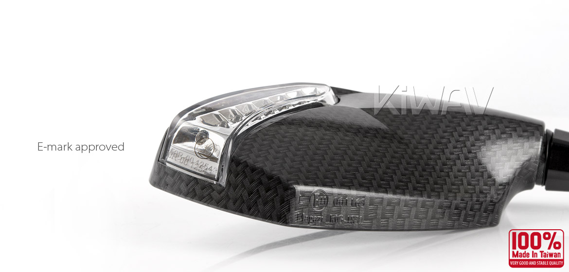 KiWAV motorcycle mirrors FistLED carbon for scooter