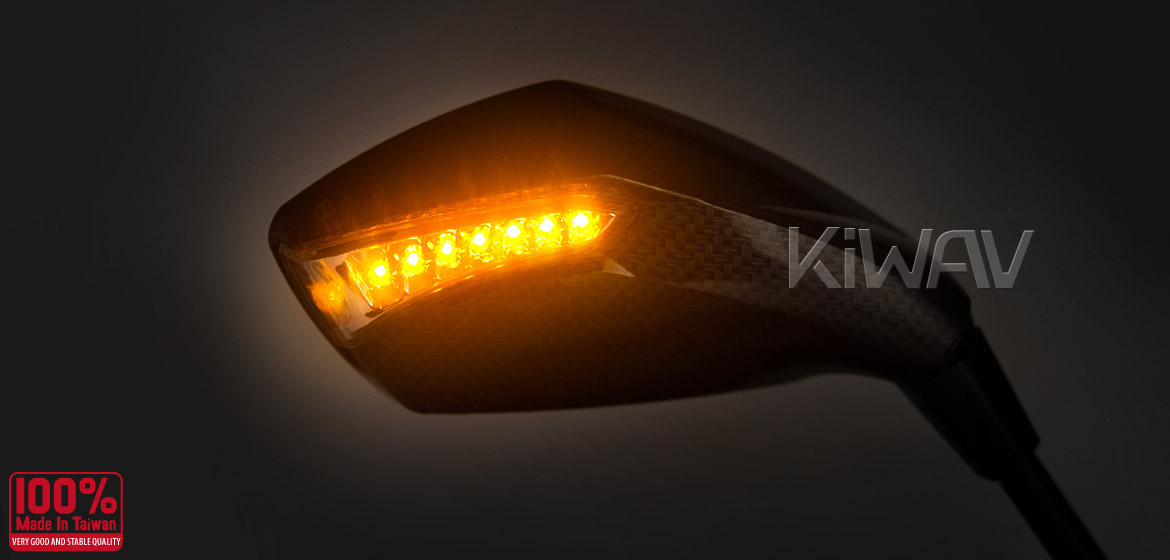 KiWAV motorcycle mirrors FistLED carbon 10mm universal Magazi
