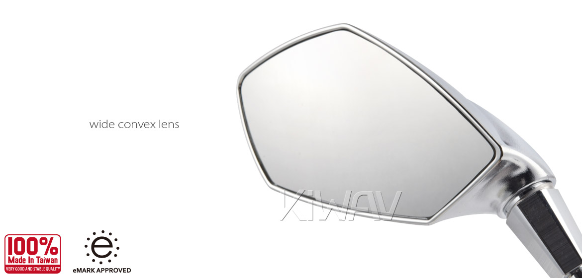 KiWAV motorcycle mirrors FistLED chrome 10mm universal