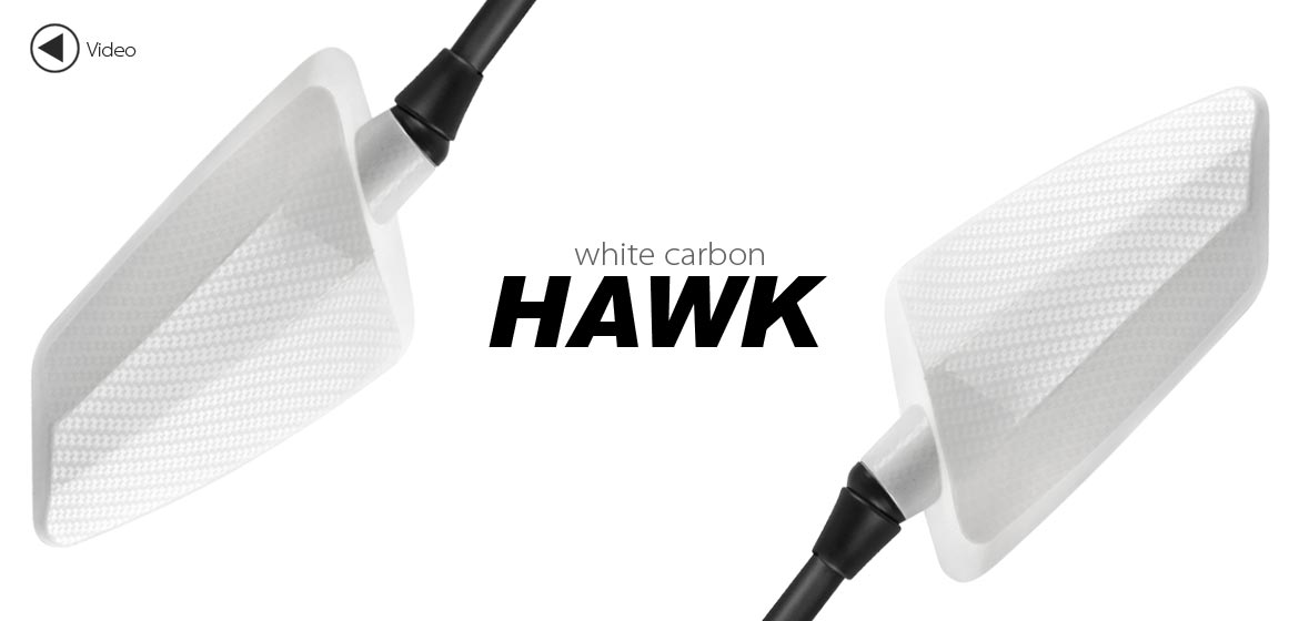KiWAV Hawk white-carbon motorcycle mirrors harley fit Magazi
