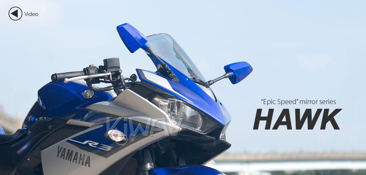 KiWAV Hawk blue fairing mount rearview mirrors for sportsbike motorcycle Magazi