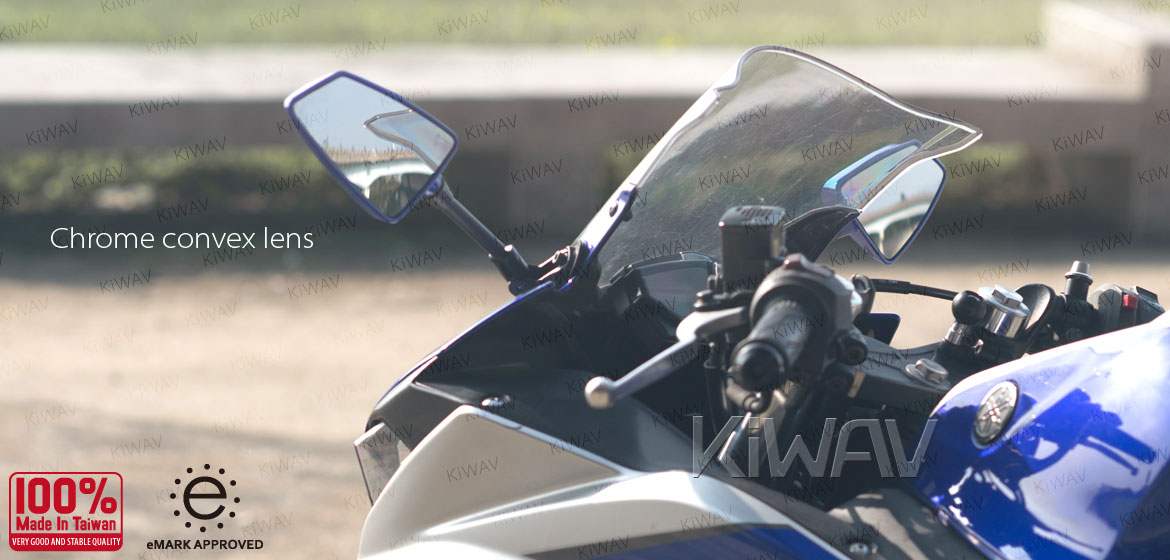 KiWAV Hawk blue fairing mount rearview mirrors for sportsbike motorcycle Magazi