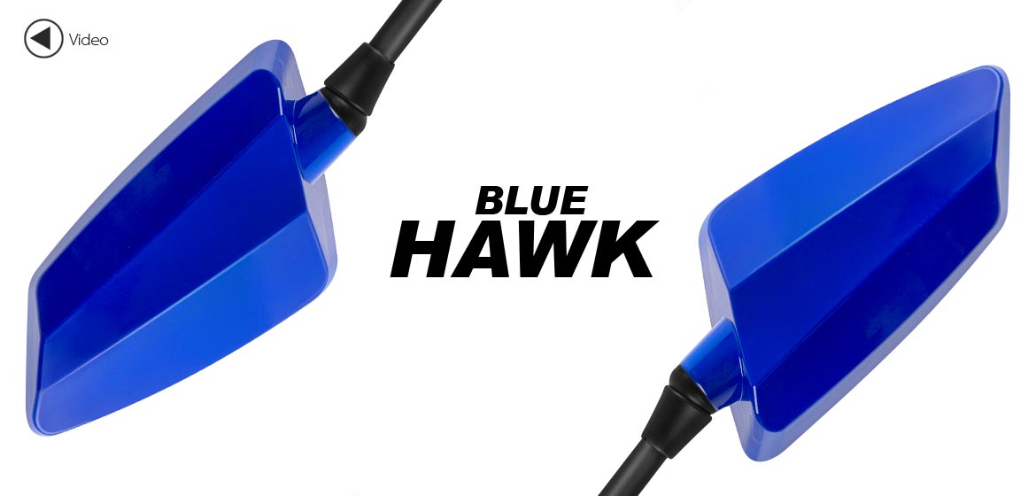 KiWAV Hawk blue motorcycle mirrors universal fit Magazi