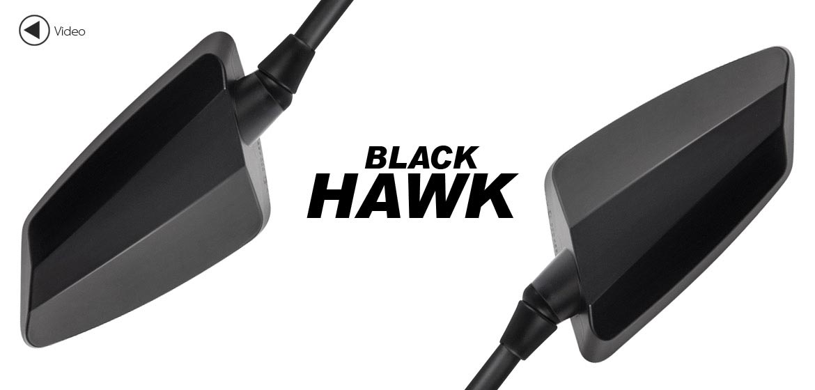 KiWAV Hawk mat black motorcycle mirrors universal fit Magazi