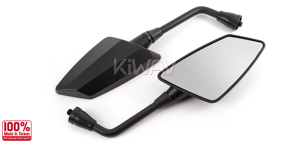 KiWAV Hawk mat black motorcycle mirrors universal fit Magazi