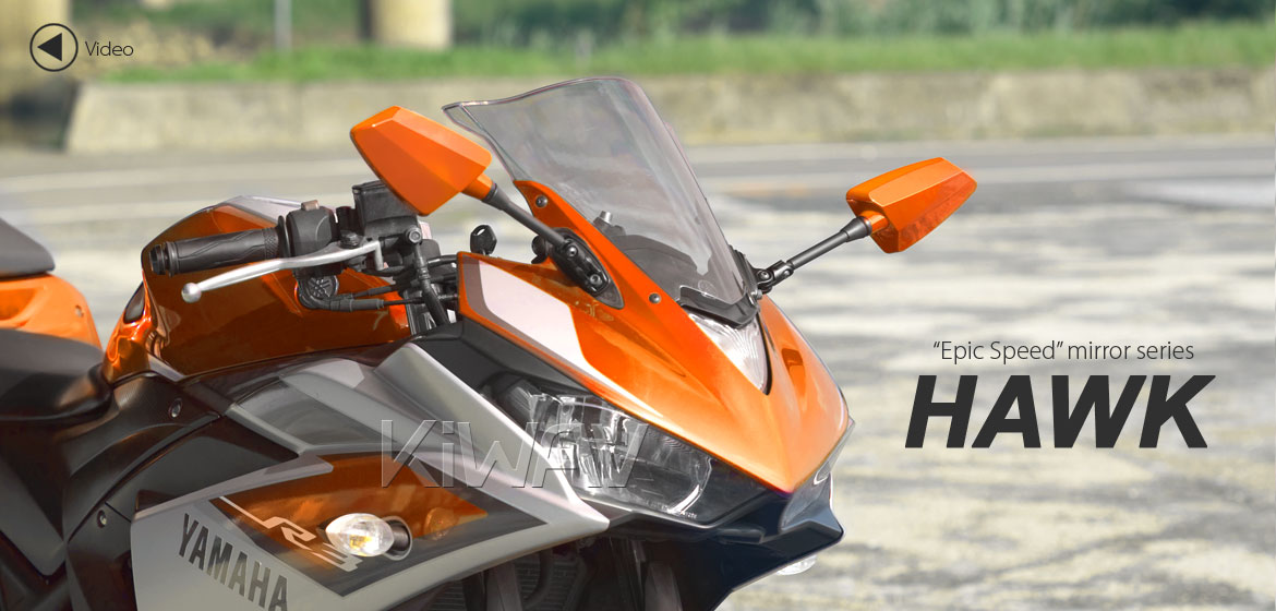 KiWAV Hawk orange fairing mount rearview mirrors for sportsbike motorcycle Magazi