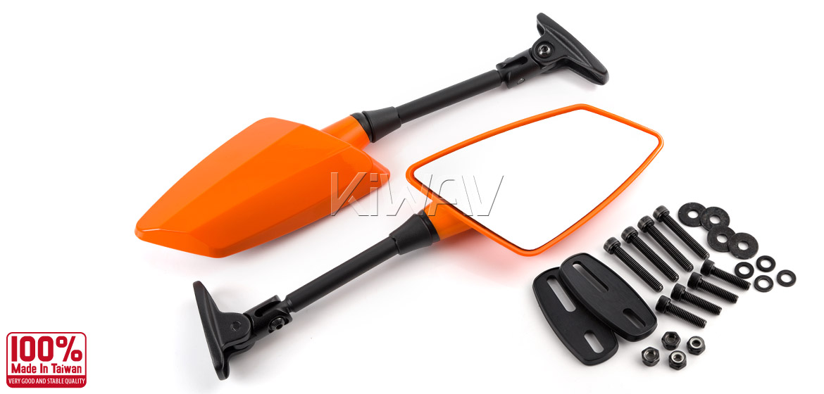 KiWAV Hawk orange fairing mount rearview mirrors for sportsbike motorcycle Magazi