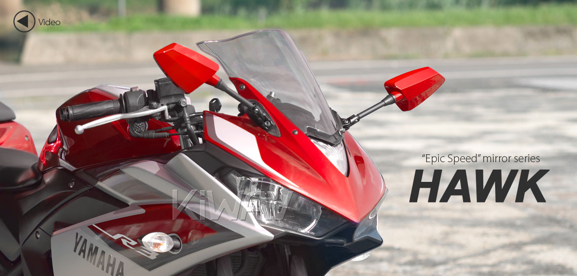 KiWAV Hawk red fairing mount rearview mirrors for sportsbike motorcycle Magazi