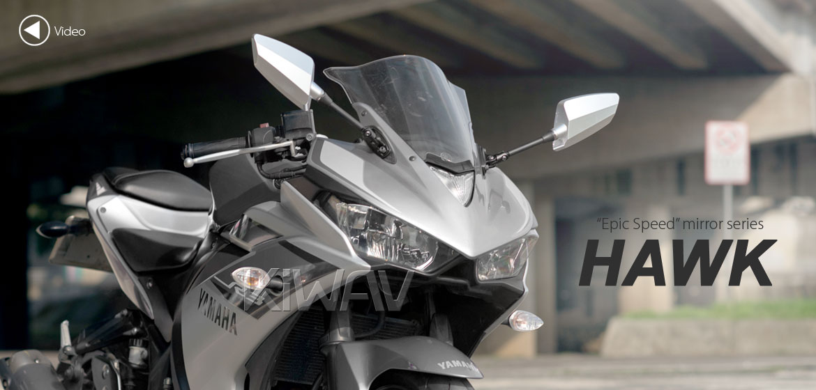 KiWAV Hawk silver fairing mount rearview mirrors for sportsbike motorcycle Magazi