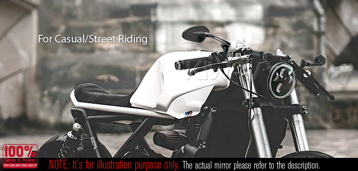 Thinnest motorcycle mirrors KiWAV motorcycle mirrors Horus black universal fit for 8mm mirror thread