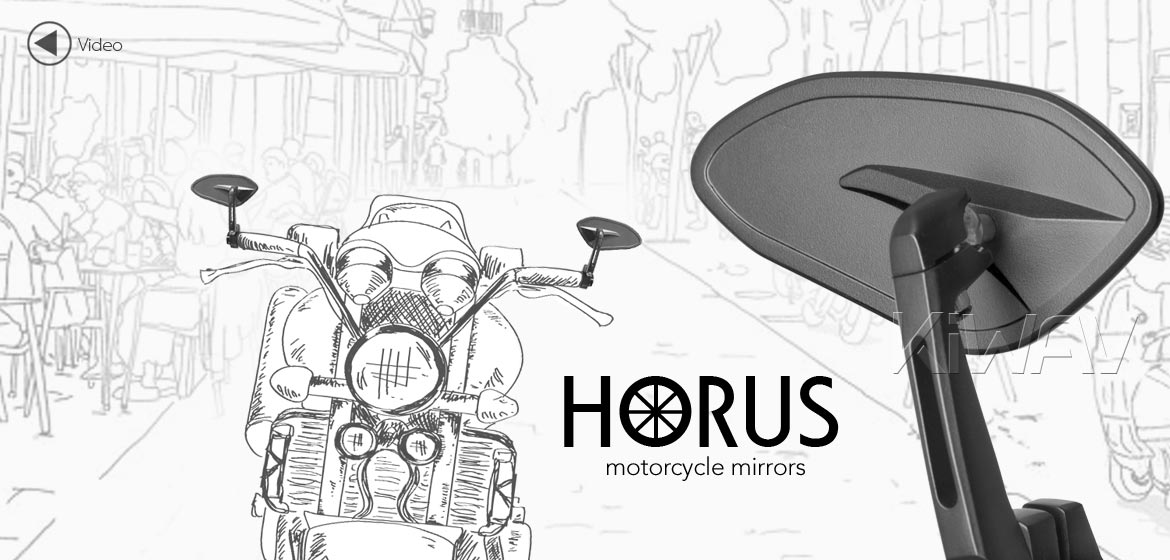 KiWAV motorcycle bar end mirrors Horus black compatible for Harley Sportster Dyna Softail XG street