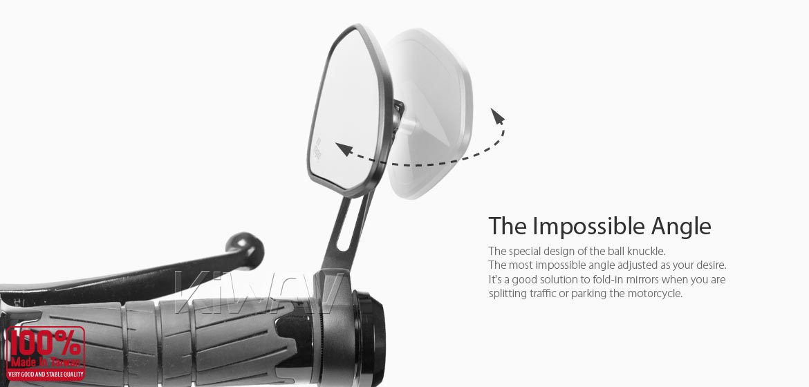 The thinnest motorcycle mirrors KiWAV motorcycle bar end mirrors Horus black for 1 inch & 1-1/4 inch hollow end handlebars