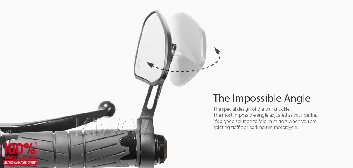 The thinnest motorcycle mirrors KiWAV motorcycle bar end mirrors Horus black compatible for M6 threaded handlebars