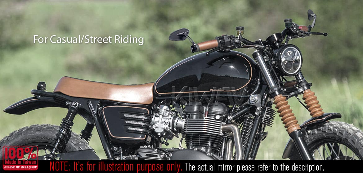 KiWAV motorcycle bar end mirrors Horus black compatible for Harley Sportster Dyna Softail XG street